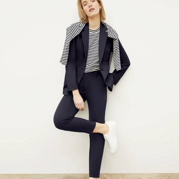 MM LEFLEUR Washable Wool Twill Dress Pants Navy Blue Trousers 14 - Picture 13 of 16